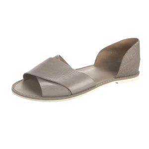 Vince Ida Leather Flats Slides Sandal Open Toe Crossband Gray Size 6.5
